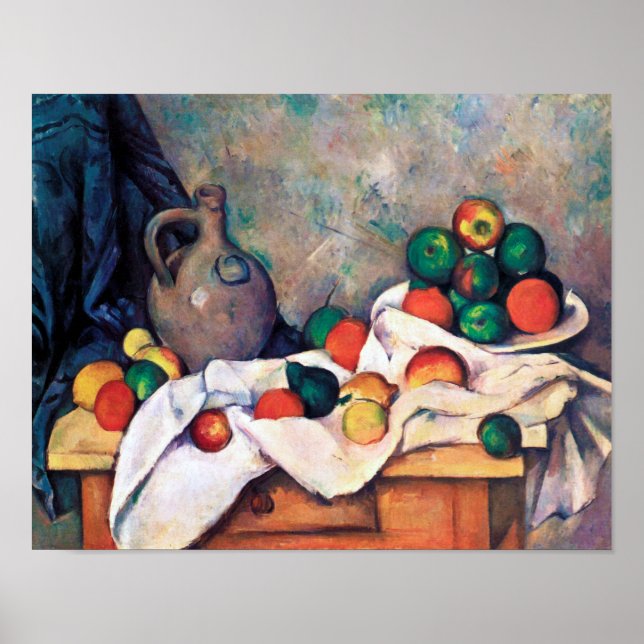 Affiche Toujours la vie avec les fruits, Paul Cezanne (Devant)