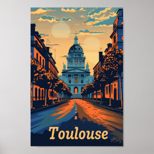 Affiche Toulouse France Vintage Retro Illustration de voya