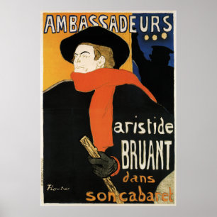 Affiche Toulouse-Lautrec : Ambassadeurs Aristide Bruant
