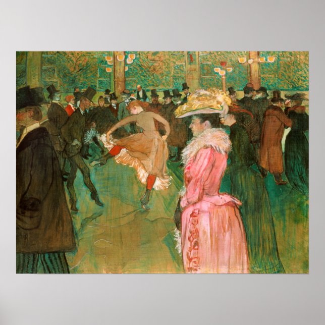 Affiche Toulouse-Lautrec - Au Rouge, La Danse (Devant)