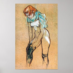 Affiche Toulouse-Lautrec - Femme qui tire son bas