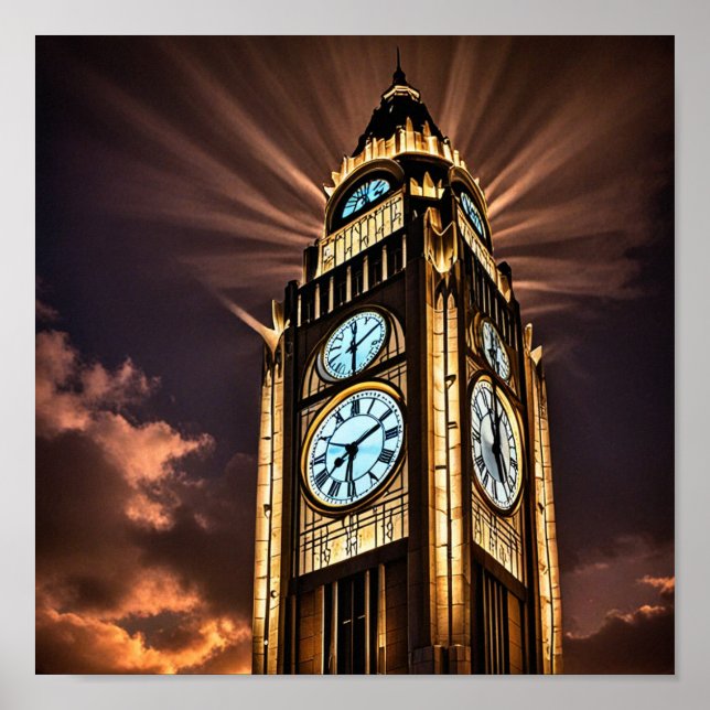 Affiche Tour avec d'énormes montres (Devant)