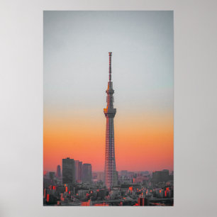 Affiche Tour cramoisie : Tokyo Skytree au crépuscule