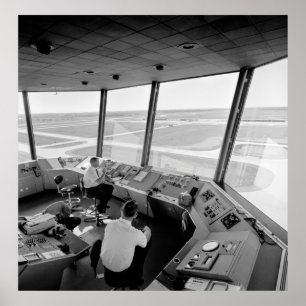 Affiche TOUR DE CONTRÔLE DE L'AÉROPORT c. 1960