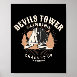 Affiche Tour de Devils retro Wyoming Escalade de rochers d