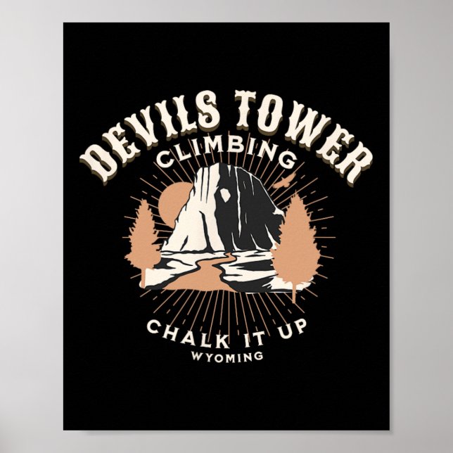 Affiche Tour de Devils retro Wyoming Escalade de rochers d (Devant)