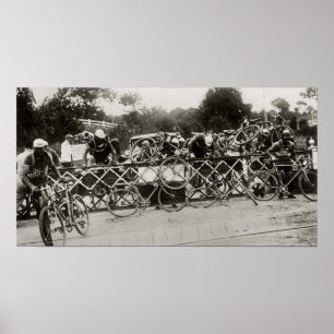 Affiche Tour de France bloqué par un train 1932