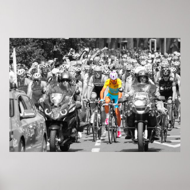 Affiche Tour de France Jaune Jersey Peloton Course cyclist (Devant)