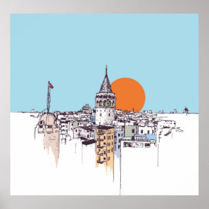 Affiche Tour de Galata et quartier de Galata à Beyoglu Ist