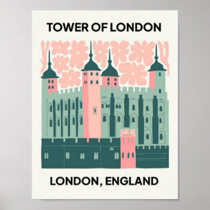 Affiche Tour de Londres Angleterre Voyage abstrait art flo
