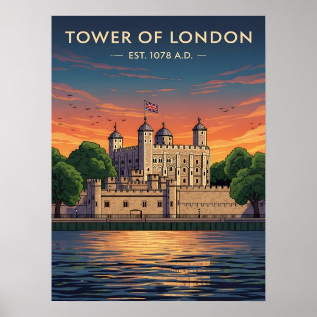 Affiche Tour de Londres au coucher du soleil (Devant)
