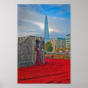 Affiche Tour de Londres Red Poppies Angleterre Royaume-Uni