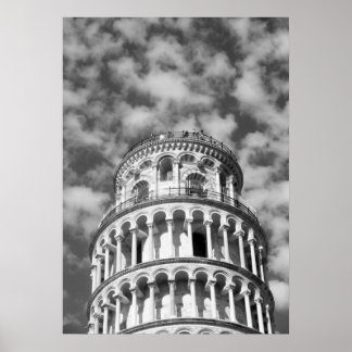 Affiche Tour de Pise en noir et blanc Italie