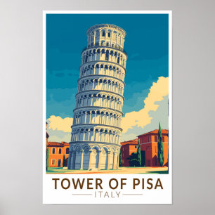 Affiche Tour de Pise Italie Voyage Art Vintage