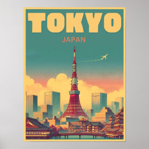Affiche Tour de Tokyo Japon Voyages cadeaux vintages