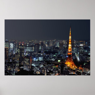 Affiche Tour de Tokyo par nuit ::