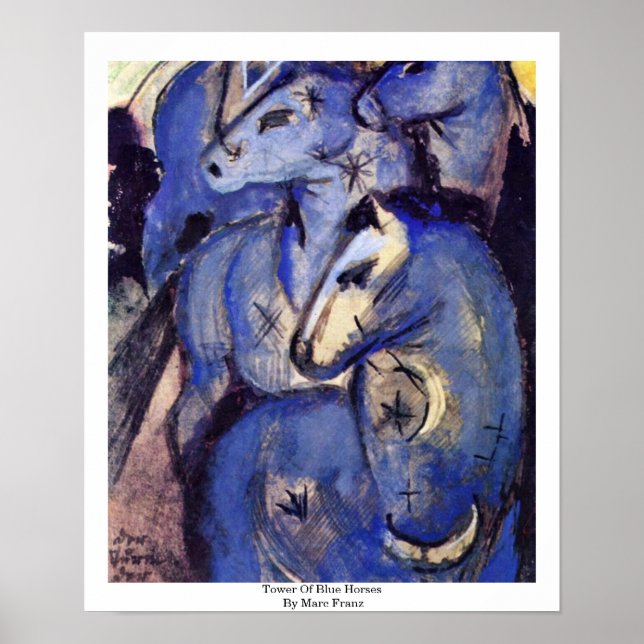 Affiche Tour Des Chevaux Bleus Par Marc Franz (Devant)