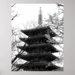 Affiche Tour du Japon noir et blanc