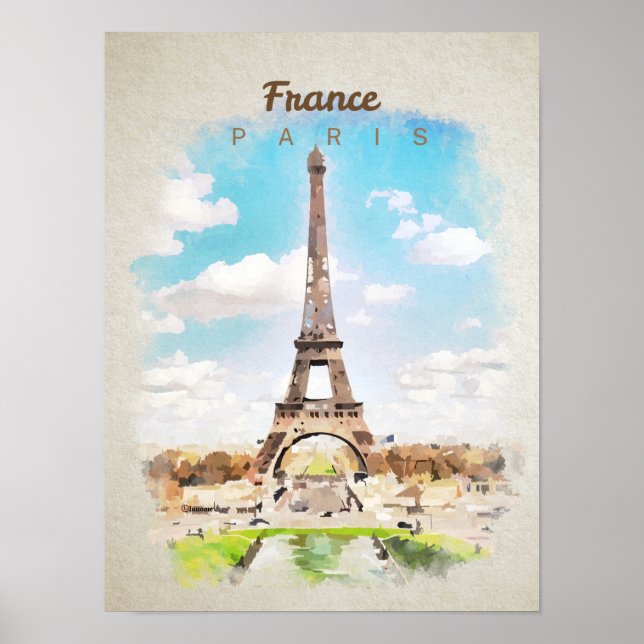 Affiche Tour Eiffel à l'aquarelle (Devant)