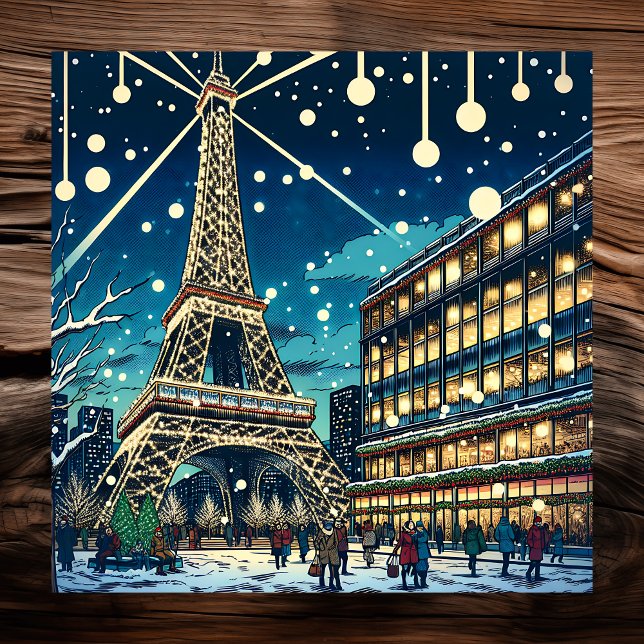 Affiche Tour Eiffel à Paris, France à l'heure de Noël (Créateur téléchargé)