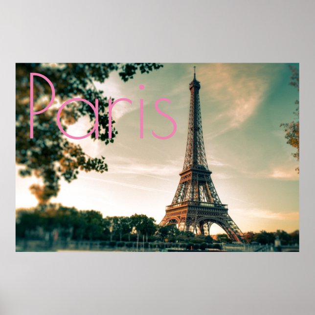 Affiche Tour Eiffel à Paris Ville d'Amour romantique (Devant)