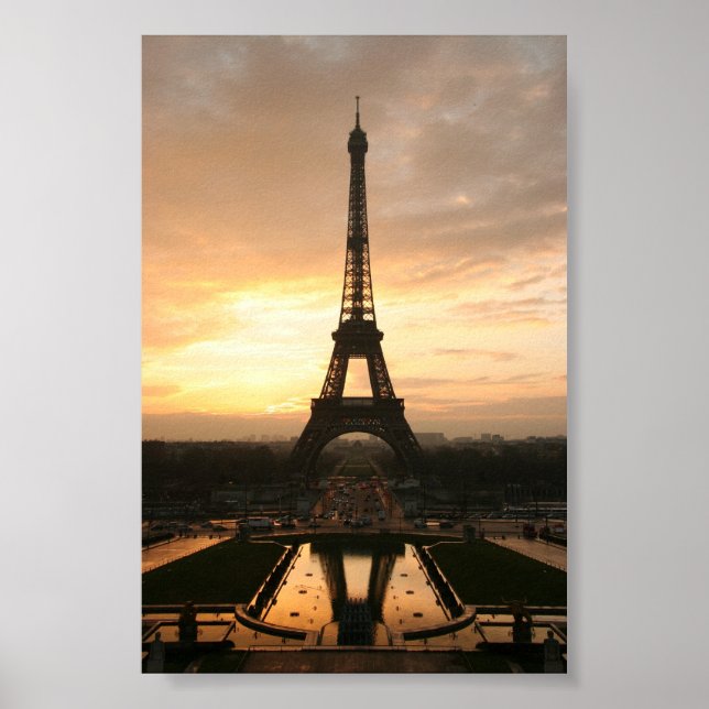 Affiche Tour eiffel au lever du soleil du trocadero (Devant)