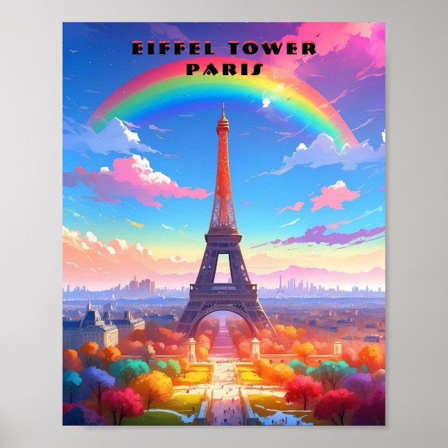 Affiche Tour Eiffel Ciel arc-en-ciel (Devant)