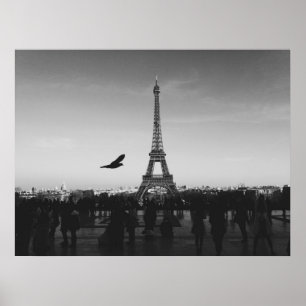 Affiche Tour Eiffel en noir et blanc