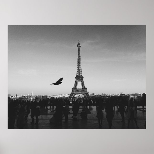 Affiche Tour Eiffel en noir et blanc (Devant)