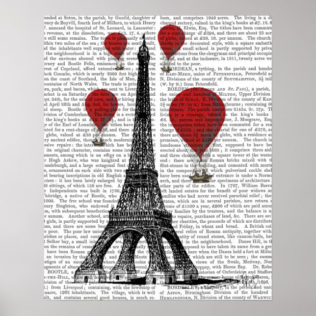 Affiche Tour Eiffel et Ballons rouges à air chaud (Devant)