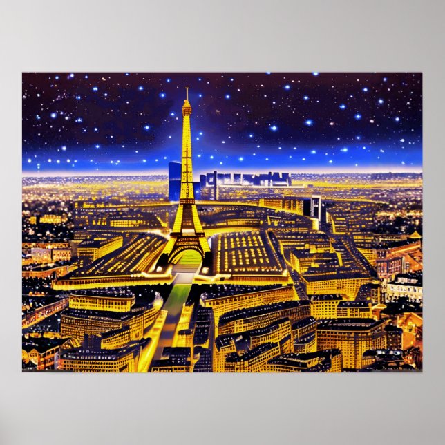 Affiche Tour Eiffel et Paris sous les étoiles (Devant)