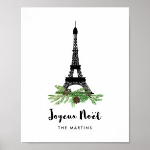 Affiche Tour Eiffel et Pine   Moderne Joyeux Noel