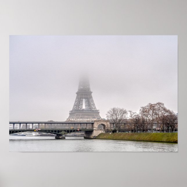 Affiche Tour Eiffel et pont Bir-hakeim par jour de brumes (Devant)