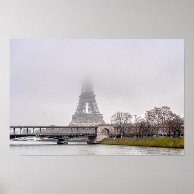 Affiche Tour Eiffel et pont de Bir-Hakeim par un jour brum (Devant)