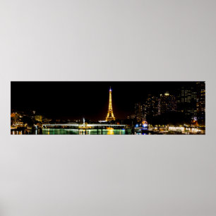 Affiche Tour Eiffel illuminée à Paris la nuit