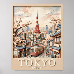 Affiche Tour Eiffel Japon Paysage Urbain Tokyo Sakura Voya