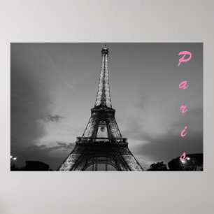 Affiche Tour Eiffel Noir & Blanc à Paris Nuit