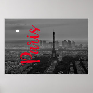 Affiche Tour Eiffel Noir Blanc Paris Europe Voyage