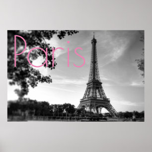 Affiche Tour Eiffel Noir Blanc Paris Romantique Ville d'Am