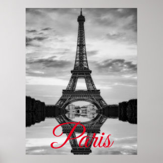 Affiche Tour Eiffel Noir Blanc Paris Voyage en Europe