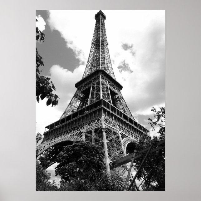 Affiche Tour Eiffel noir et blanc à Paris (Devant)
