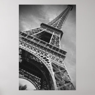 Affiche Tour Eiffel noir et blanc vue d'en bas