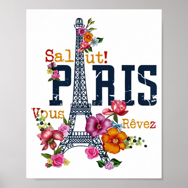 Affiche Tour Eiffel Paris Chemise Salut Flower Paris Fra (Devant)