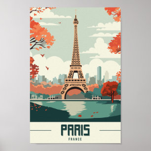 Affiche Tour Eiffel Paris France Lieu de voyage célèbre