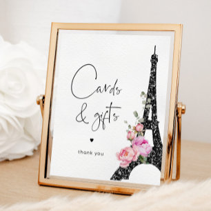 Affiche Tour Eiffel paris noir rose Cartes et cadeaux