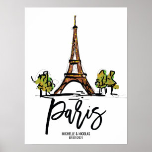 Affiche tour eiffel paris ROMANTIQUE COUPLE