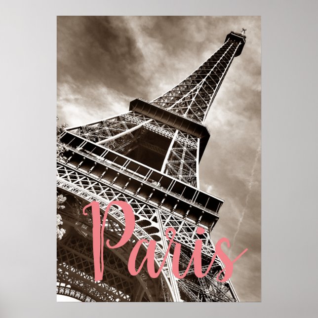 Affiche Tour Eiffel Paris Sepia Vintage (Devant)