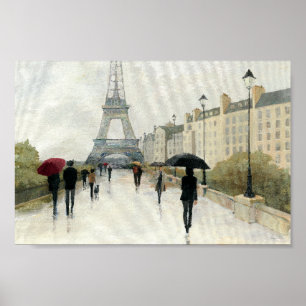 Affiche Tour Eiffel Paris sous la pluie