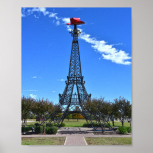 Affiche Tour Eiffel portant un chapeau de cowboy rouge, Pa