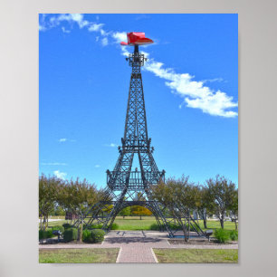 Affiche Tour Eiffel portant un chapeau de cowboy rouge, Pa